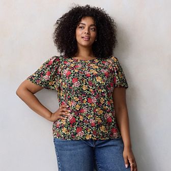 Plus Size LC Lauren Conrad Flutter Sleeve Woven Top