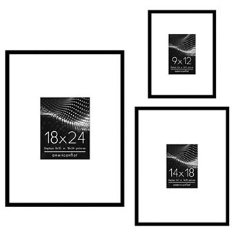 Americanflat 3 pc Gallery Wall Frame Set with Oversized Mats