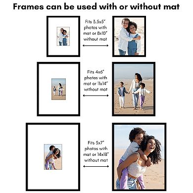 Americanflat 3-Piece Gallery Wall Frame Set with Oversized Mats