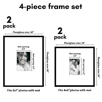 Americanflat 4-Piece Gallery Wall Frame Set with Oversized Mats