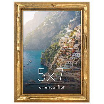 Americanflat Gold Faux Bamboo Design Frame with Oversized Mat