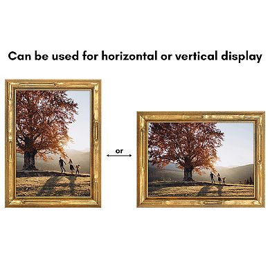 Americanflat Gold Faux Bamboo Design Frame with Oversized Mat