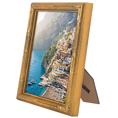 Americanflat Gold Faux Bamboo Design Frame with Oversized Mat