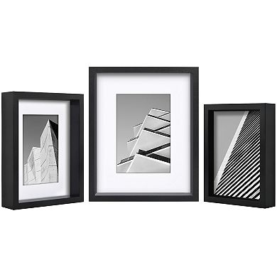 Americanflat 3-Piece Black Modling Frame Set with Oversized Mats
