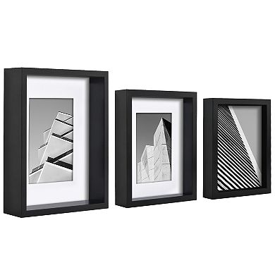 Americanflat 3-Piece Black Modling Frame Set with Oversized Mats
