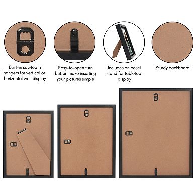 Americanflat 3-Piece Black Modling Frame Set with Oversized Mats