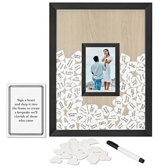 Americanflat Wedding Guest Book Alternative 12" x 16" Frame with 80 Heart Tokens