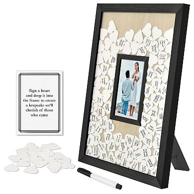 Americanflat Wedding Guest Book Alternative 12" x 16" Frame with 80 Heart Tokens