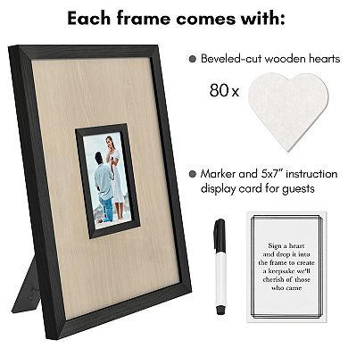 Americanflat Wedding Guest Book Alternative 12" x 16" Frame with 80 Heart Tokens