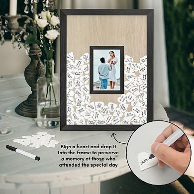 Americanflat Wedding Guest Book Alternative 12" x 16" Frame with 80 Heart Tokens