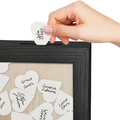 Americanflat Wedding Guest Book Alternative 12" x 16" Frame with 80 Heart Tokens