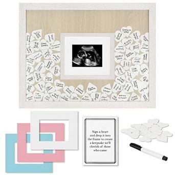 Americanflat Baby Shower Guest Book Alternative 12" x 16" Frame with 80 Heart Tokens