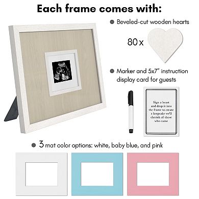 Americanflat Baby Shower Guest Book Alternative 12" x 16" Frame with 80 Heart Tokens