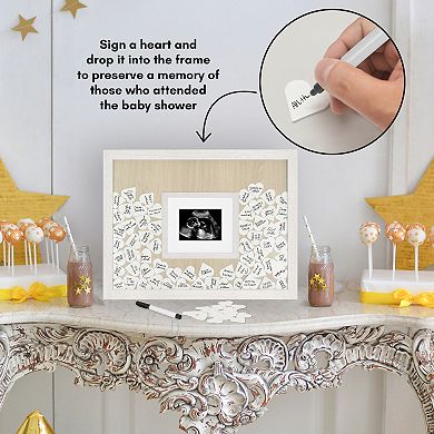 Americanflat Baby Shower Guest Book Alternative 12" x 16" Frame with 80 Heart Tokens