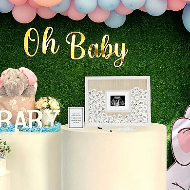 Americanflat Baby Shower Guest Book Alternative 12" x 16" Frame with 80 Heart Tokens