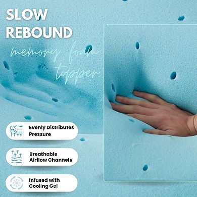 L'Baiet Cooling Gel Memory Foam 2-Inch Medium Firm Mattress Topper