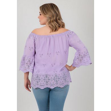 Avenue Women's Plus Size Convertible Eyelet Tunic