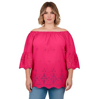 Avenue Women's Plus Size Convertible Eyelet Tunic