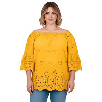 Avenue Women's Plus Size Convertible Eyelet Tunic