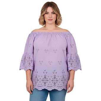 Avenue Women's Plus Size Convertible Eyelet Tunic