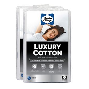 Sealy Luxury Cotton Stain Release Zippered Pillow Protector