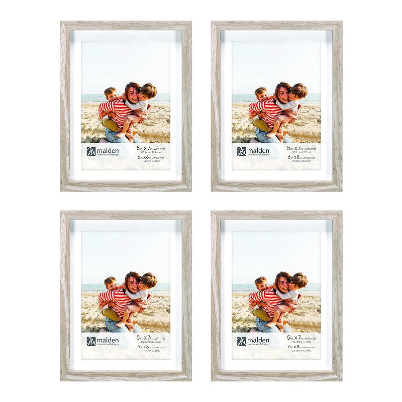 Malden 4-Pack 5" x 7" Matted Photo Frames, Natural