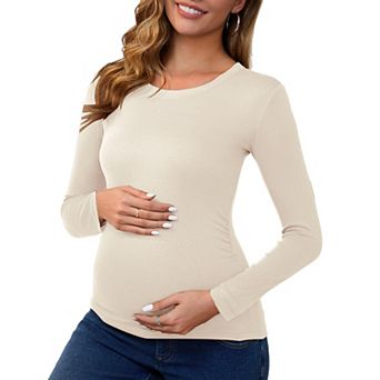 Women's Maternity Ruched Tops Long Sleeve Shirts Casual Blouses Basic T-Shirt Clothing