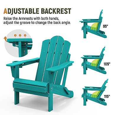 HDPE 3-Level Adjustable Backrest Folding Adirondack Chair