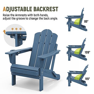 HDPE 3-Level Adjustable Backrest Folding Adirondack Chair