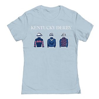 Juniors' Rider Clothes Pattern Heather Gray Kentucky Derby Graphic T-Shirt