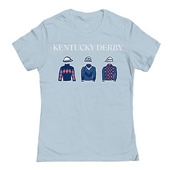 Juniors' Rider Clothes Pattern Heather Gray Kentucky Derby Graphic T-Shirt