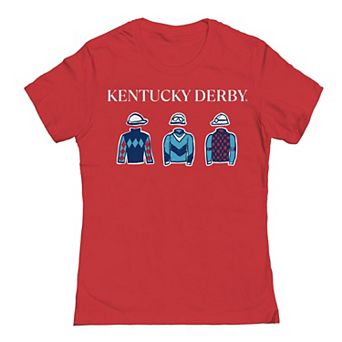 Juniors' Rider Clothes Pattern Red Kentucky Derby Graphic T-Shirt