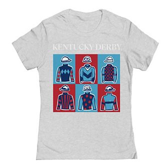 Juniors' Pop Art Rider Kentucky Derby Gray Graphic T-Shirt