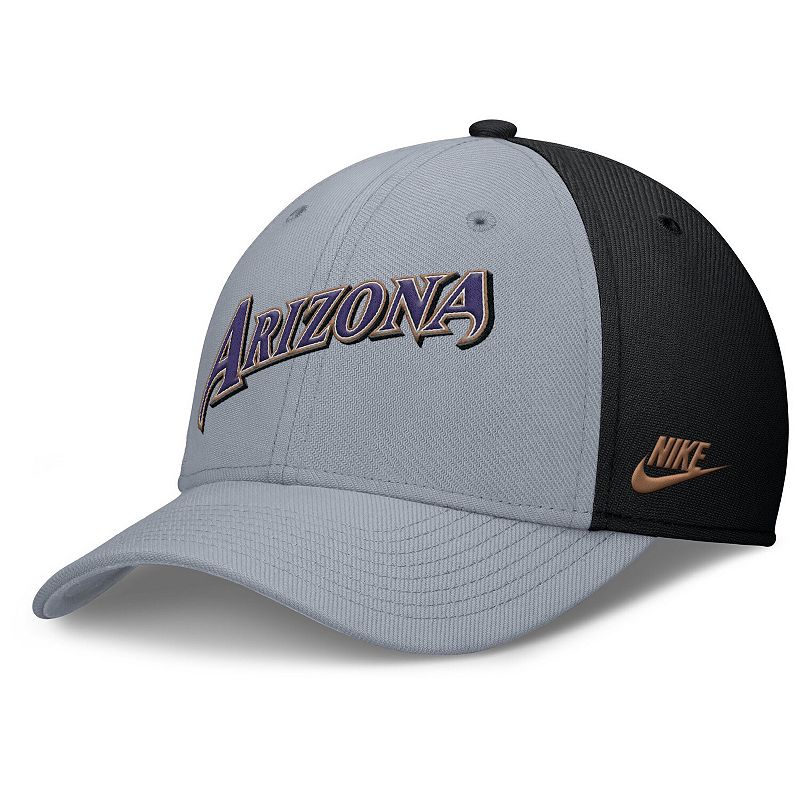 Men's Nike Gray/Black Arizona Diamondbacks Rise Swoosh Performance Flex Hat, Size: Medium/Large, Grey