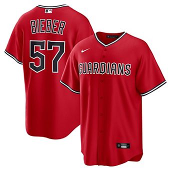 Men's Nike Shane Bieber Red Cleveland Guardians Alternate Replica 2.0 Player Jersey