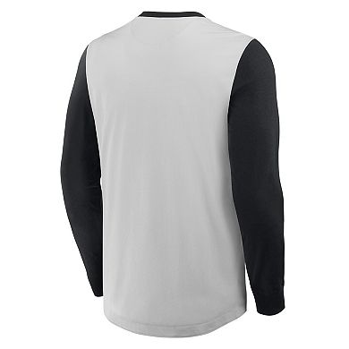 Men's Fanatics Gray/Black Baltimore Orioles Clubhouse Long Sleeve Henley Shirt