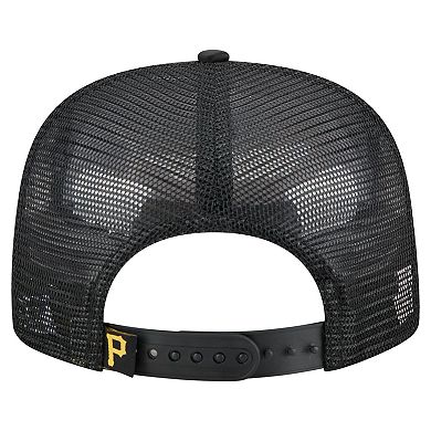 Men's New Era Black Pittsburgh Pirates Retro Satin Script Golfer Adjustable Hat