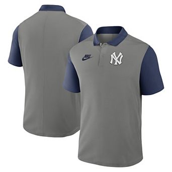 Men's Nike Gray/Navy New York Yankees Cooperstown Collection Color-Block Victory Performance Polo