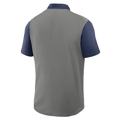 Men's Nike Gray/Navy New York Yankees Cooperstown Collection Color-Block Victory Performance Polo