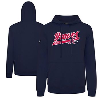 Men's Levelwear Navy Atlanta Braves Podium Fleece Pullover Hoodie