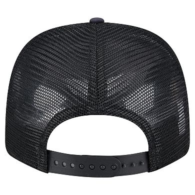 Men's New Era Navy/Black Carolina Panthers Adventure Drinks Pattern 9SEVENTY Stretch-Snap Hat