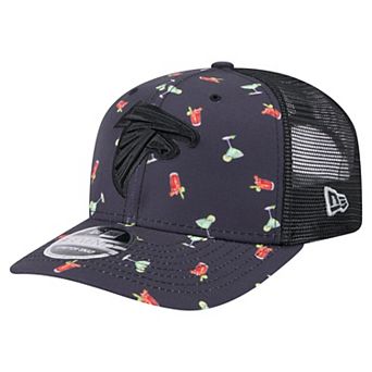 Men's New Era Navy/Black Atlanta Falcons Adventure Drinks Pattern 9SEVENTY Stretch-Snap Hat