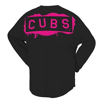 Women's Fanatics Black Chicago Cubs Neon Jersey Long Sleeve T-Shirt