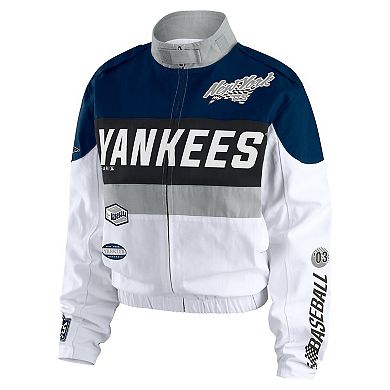 Women's WEAR by Erin Andrews Navy/White New York Yankees Racing Full-Zip Jacket