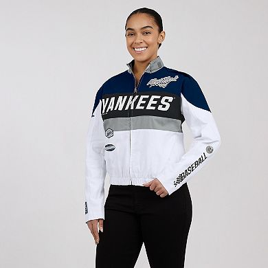 Women's WEAR by Erin Andrews Navy/White New York Yankees Racing Full-Zip Jacket