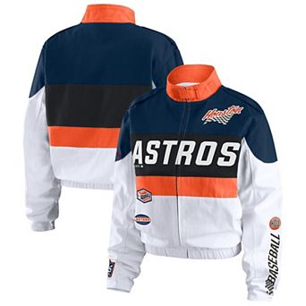 Women's WEAR by Erin Andrews Orange/White Houston Astros Racing Full-Zip Jacket