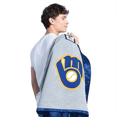 Men's Starter Royal Milwaukee Brewers Cooperstown Collection Point Man Full-Snap Coaches Jacket