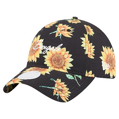 Women's New Era Black Cincinnati Bengals Adventure Sunflower 9TWENTY Adjustable Hat