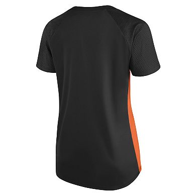 Women's Profile Black Baltimore Orioles Plus Size Glitter Raglan V-Neck T-Shirt