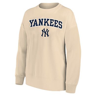 Women's Profile Oatmeal New York Yankees Plus Size French Terry Pullover Sweatshirt